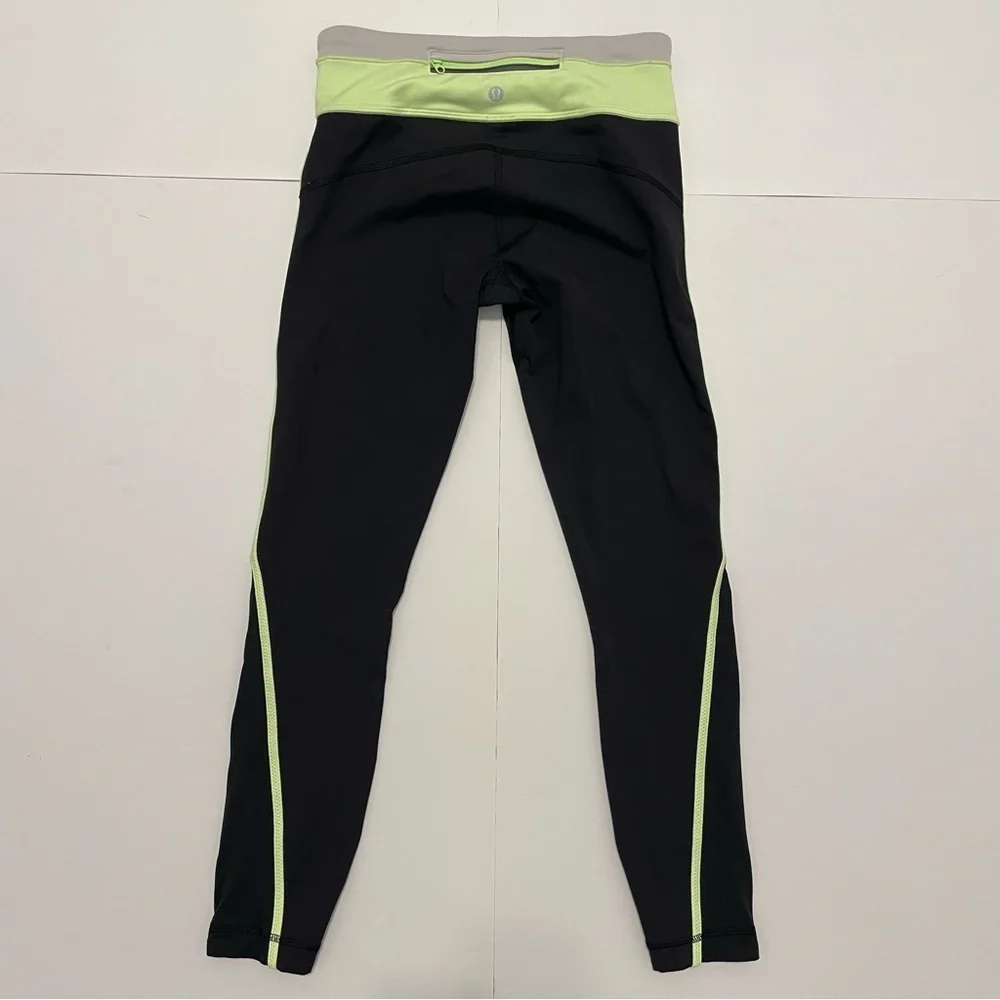 Lululemon Up The Pace Cropped Women’s Leggings Black and Green Size 4